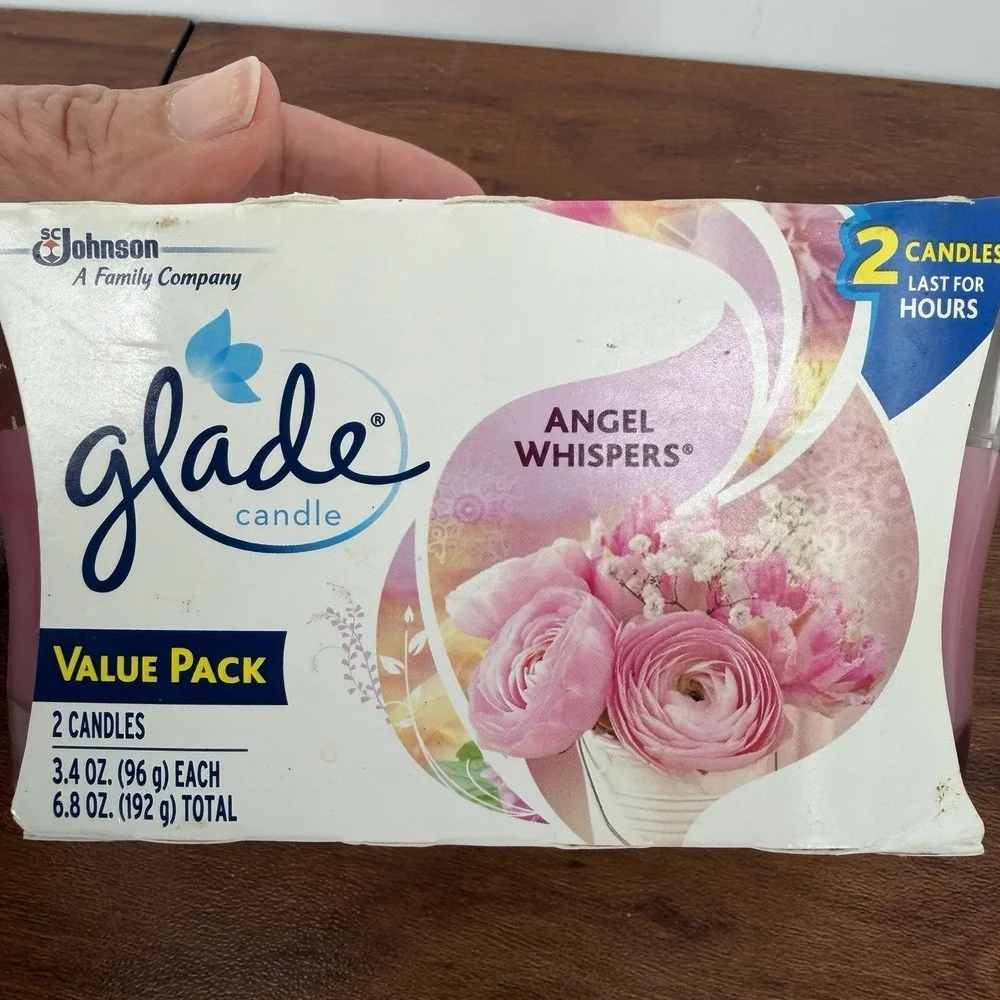 GLADE Air Freshener Scented Oil Candle Angel Whispers 3.8 oz TWIN PACKS‎